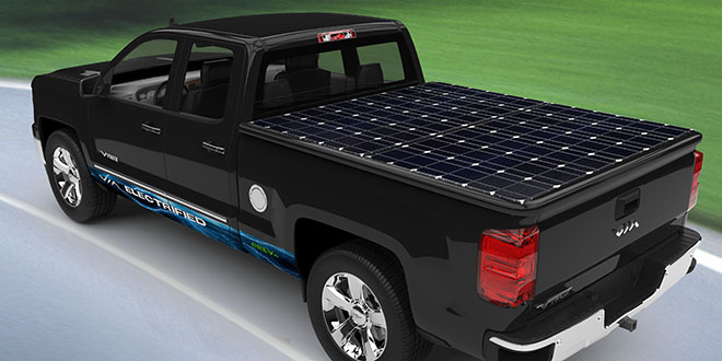 Via Motors presents solar tonneau for its plug-in pickup