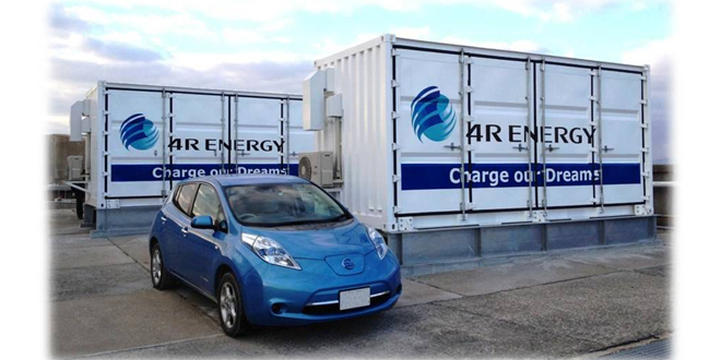 Prototype power storage system in Japan uses EV batteries to regulate solar plant output