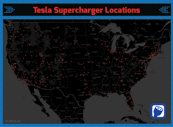 PlugShare Tesla Q3 Map 660