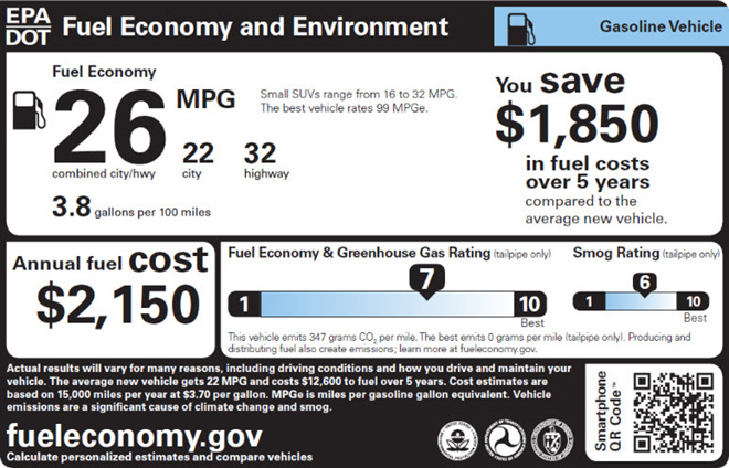 DOE Fuel Economy Label