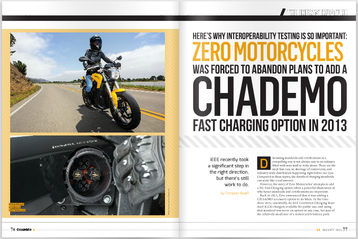 Zero Motorcycles was forced to abandon DC fast charging option in 2013, Interoperability testing is needed
