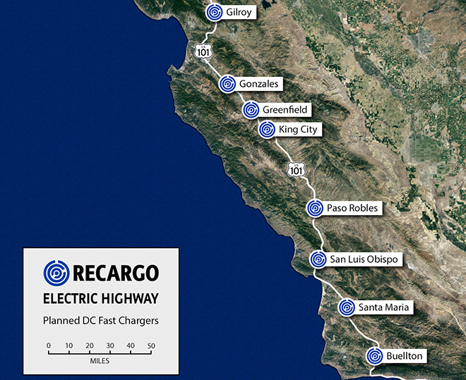 Recargo to help complete the West Coast Electric Highway