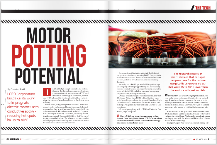 LORD Corporation builds on its work potting electric motors, reducing hot spots by up to 40%