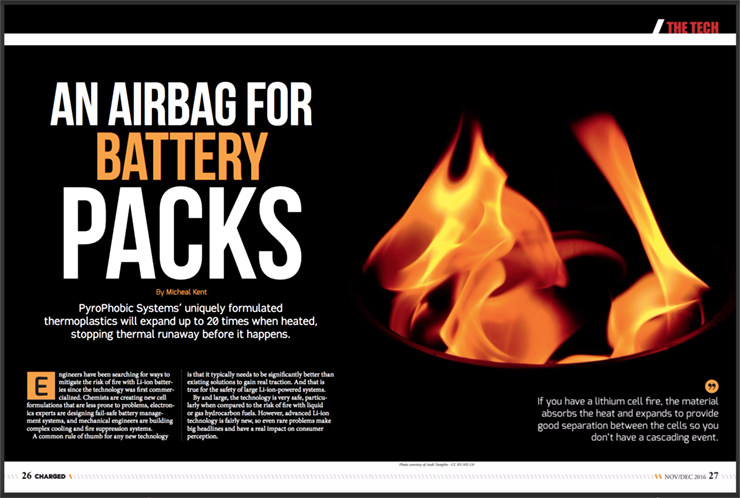 An airbag for battery packs: PyroPhobic says its unique thermoplastics will stop thermal runaway