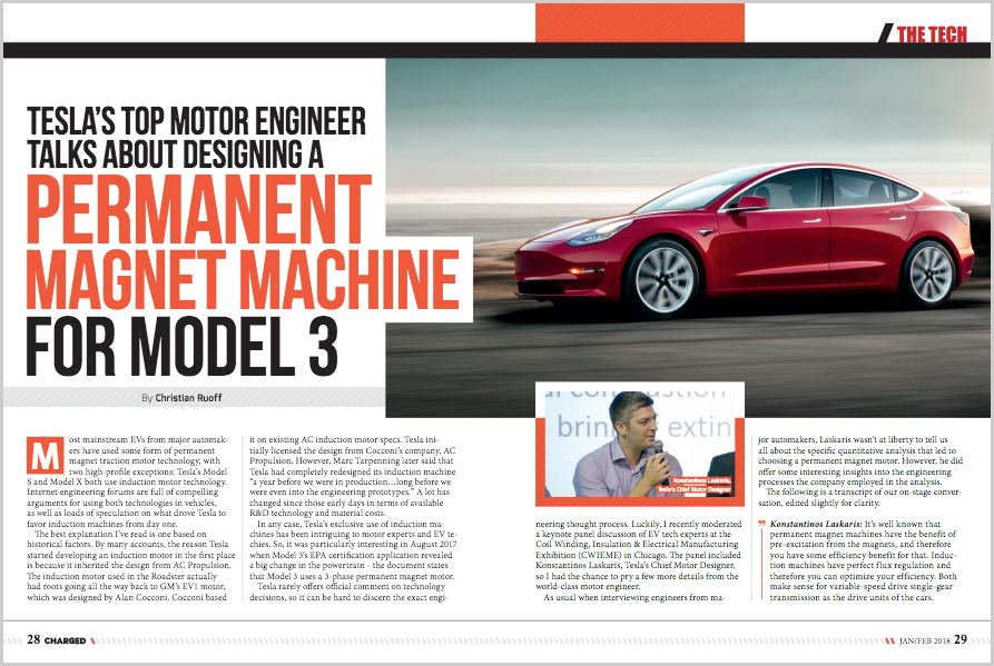Tesla’s top motor engineer talks about designing a permanent magnet machine for Model 3