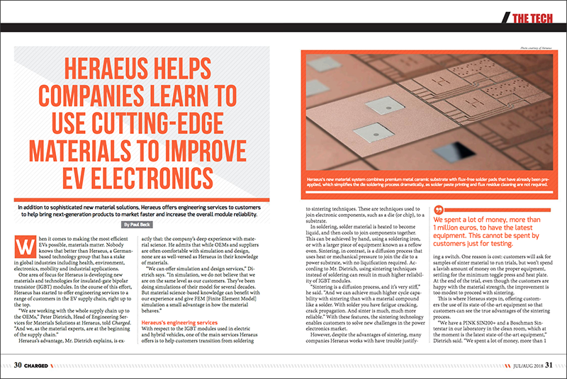 Heraeus helps companies learn to use cutting-edge materials to improve EV electronics