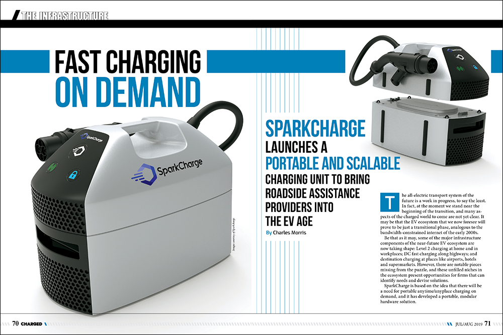 Charged EVs Sparkcharge launches a portable and scalable DC fast