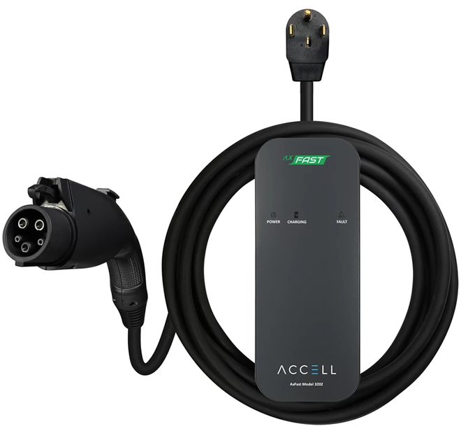 Accell’s new 32-amp AxFAST portable EV charger