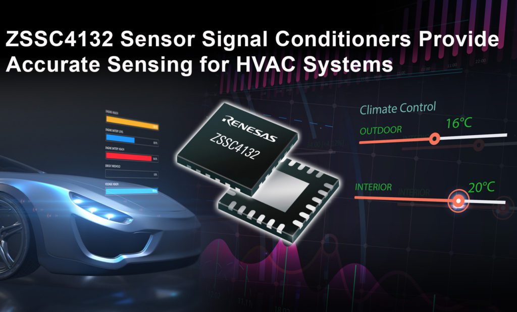 Renesas unveils integrated LIN interface sensor signal conditioner for EV HVAC Systems