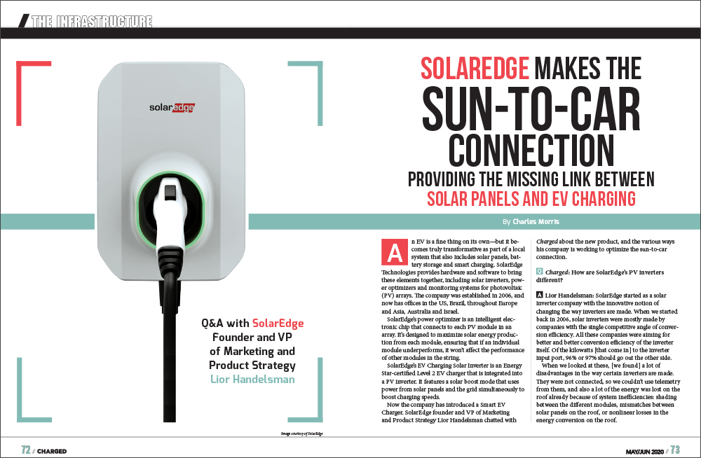 The sun-to-car connection: SolarEdge provides the missing link from solar panels to EV charging
