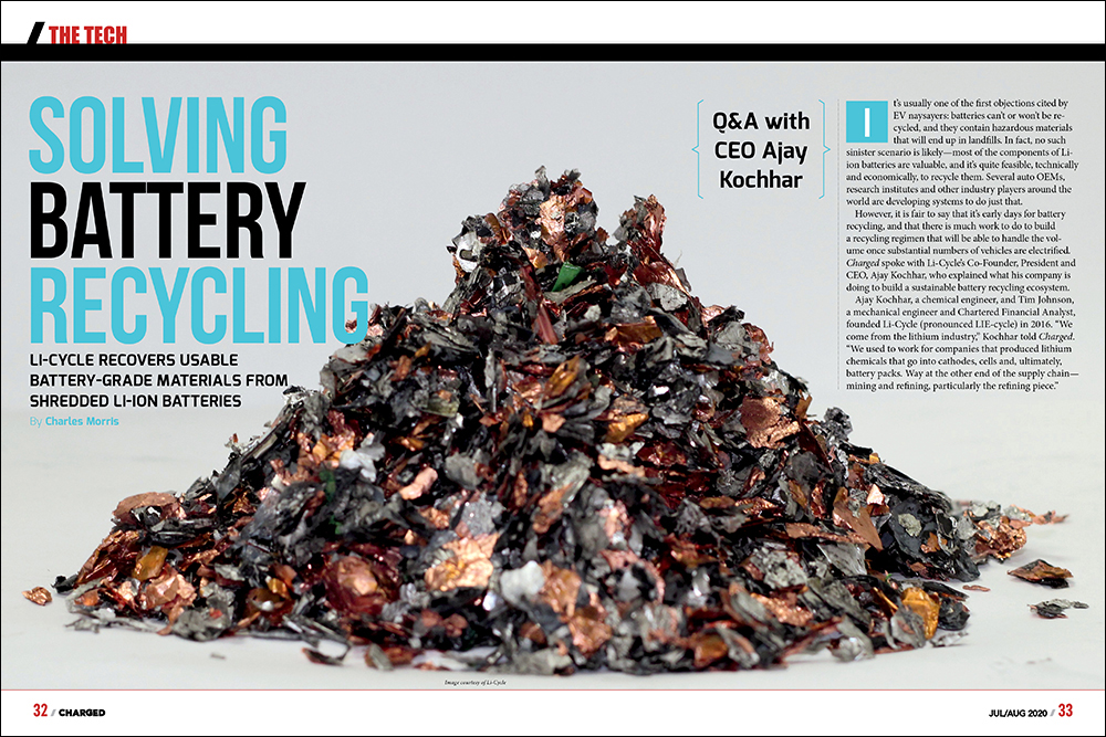 Li-Cycle recovers usable battery-grade materials from shredded Li-ion batteries