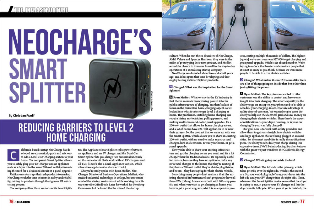 NeoCharge’s Smart Splitter reduces barriers to Level 2 EV charging at home