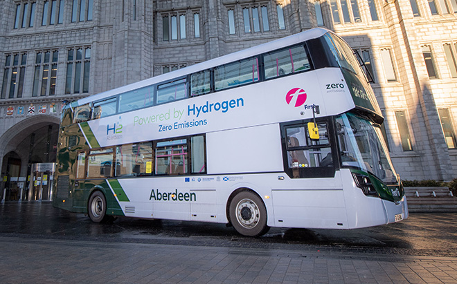 Hydrogen-powered double-decker buses hit the streets in Scotland