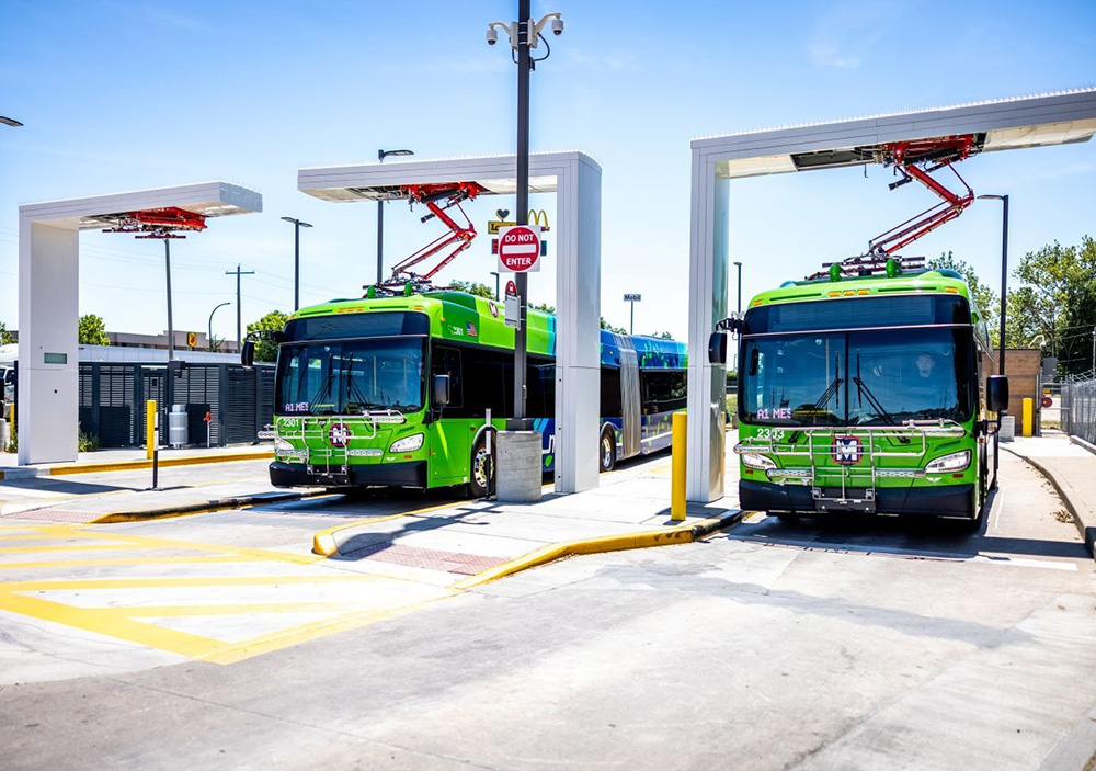 St Louis’s new fleet of 18 New Flyer electric buses powered by ABB chargers