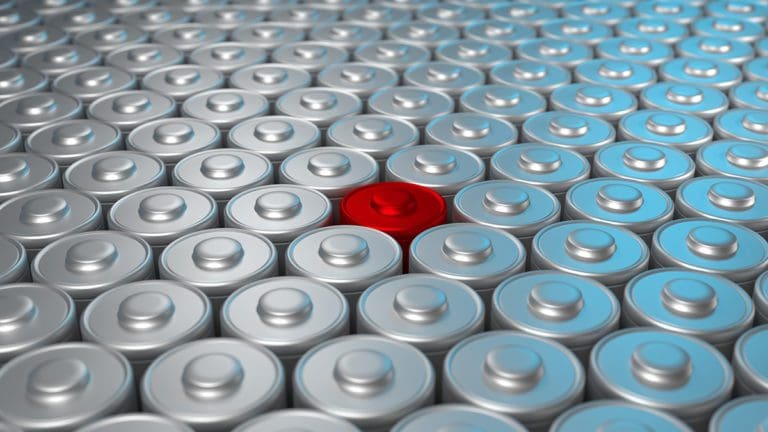 Dead Lithium Battery cell – electrical power supply of rechargeable source – 3D illustration