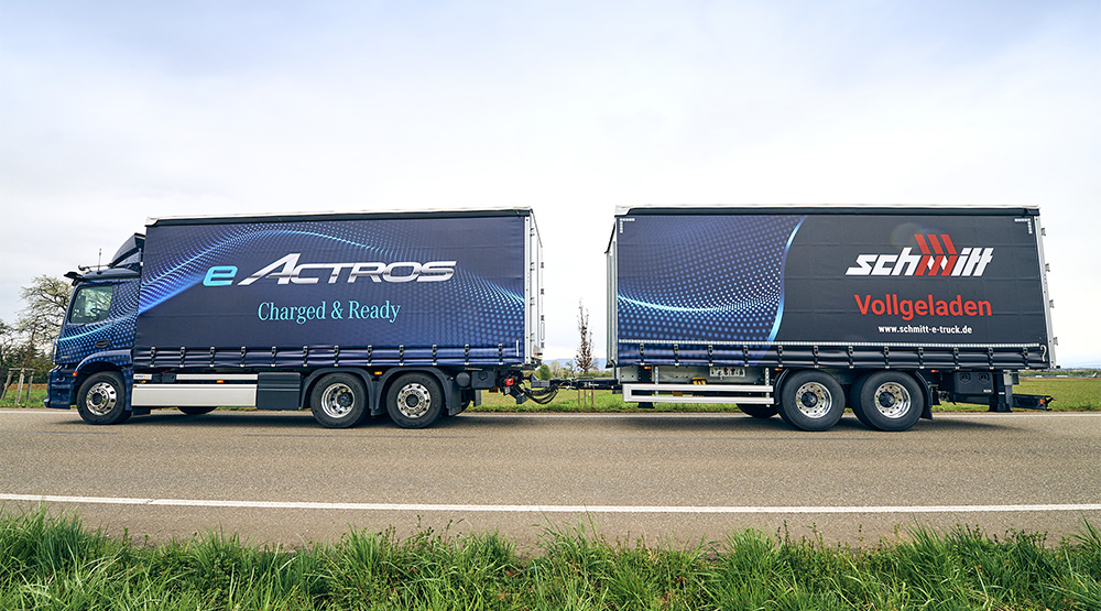 Daimler tests new eActros truck-and-trailer combo in the Black Forest