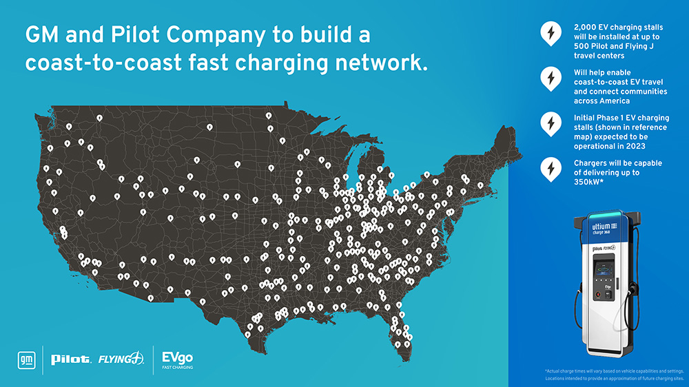 GM and EVgo to roll out DC fast chargers at Pilot and Flying J truck stops