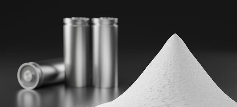 Pile of lithium-rich salt material from deposits for Li-Ion batt