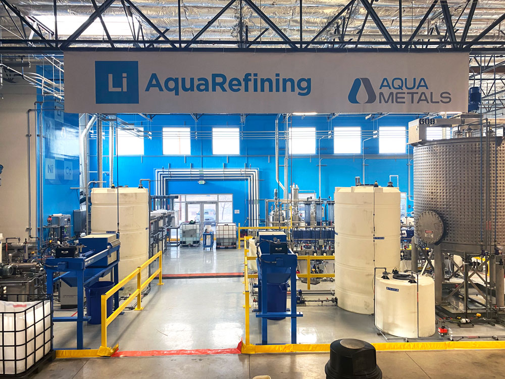 Aqua Metals produces high-purity lithium hydroxide directly from recycled Li-ion batteries