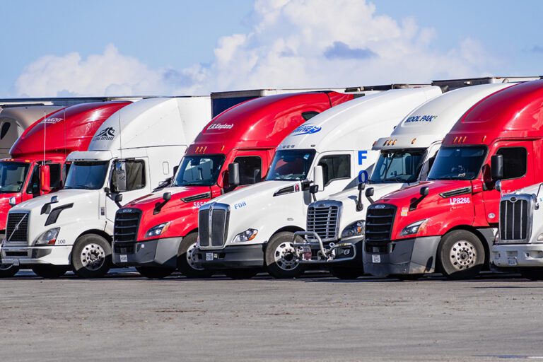 Dec 8, 2019 Lost Hills / CA / USA – Trucks parked close together