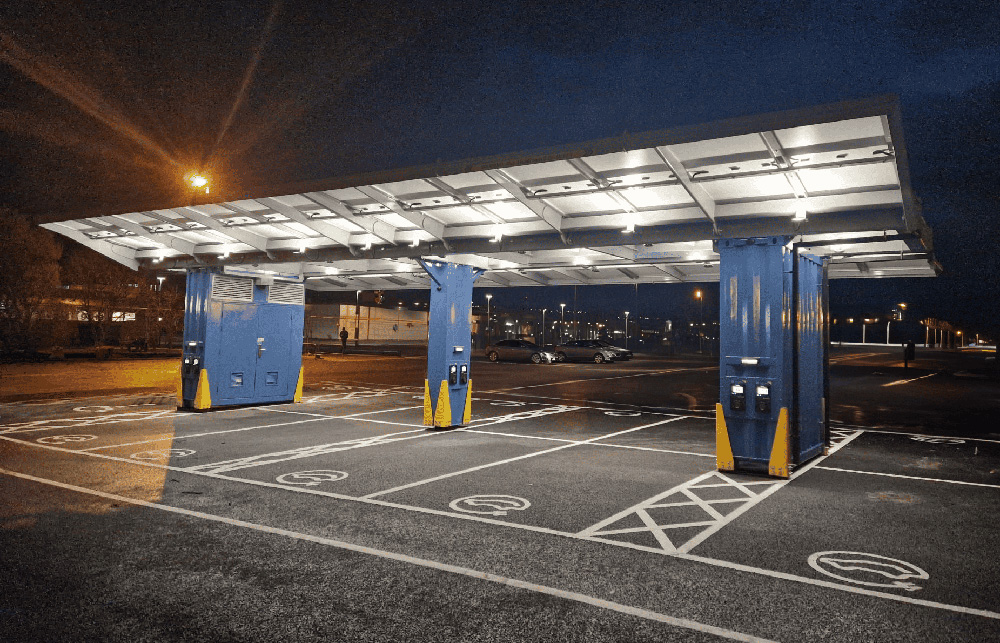3ti installs pop-up solar EV charging hub at Scottish hospital