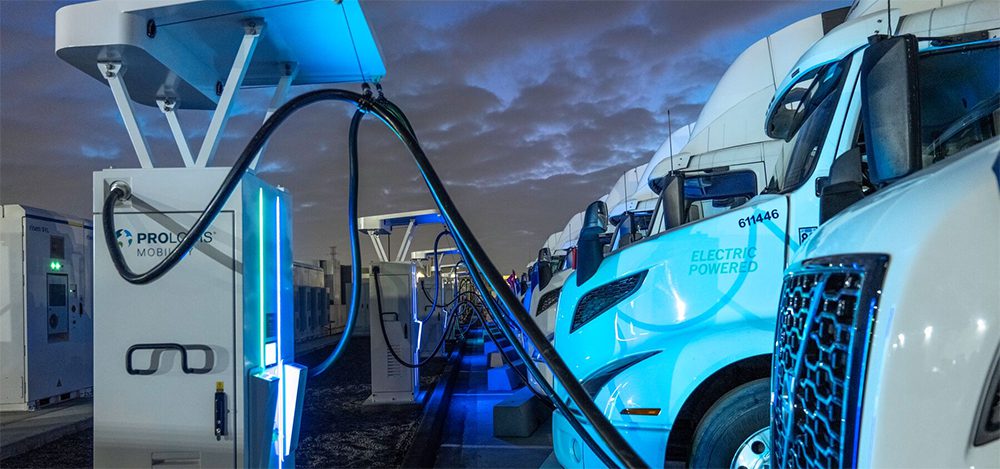 NFI and Prologis Mobility open electric truck charging depot in Ontario, California