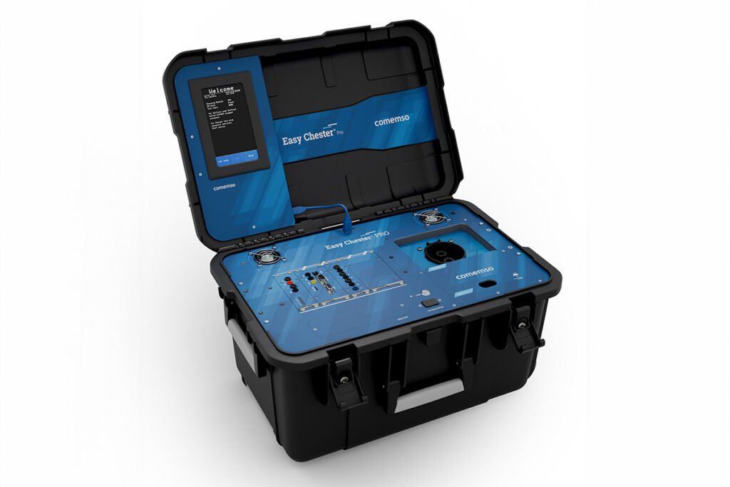 Comemso’s Easy Chester Gen. 2 EV charging station test device is now VDE-compliant and supports power levels up to 60 kW