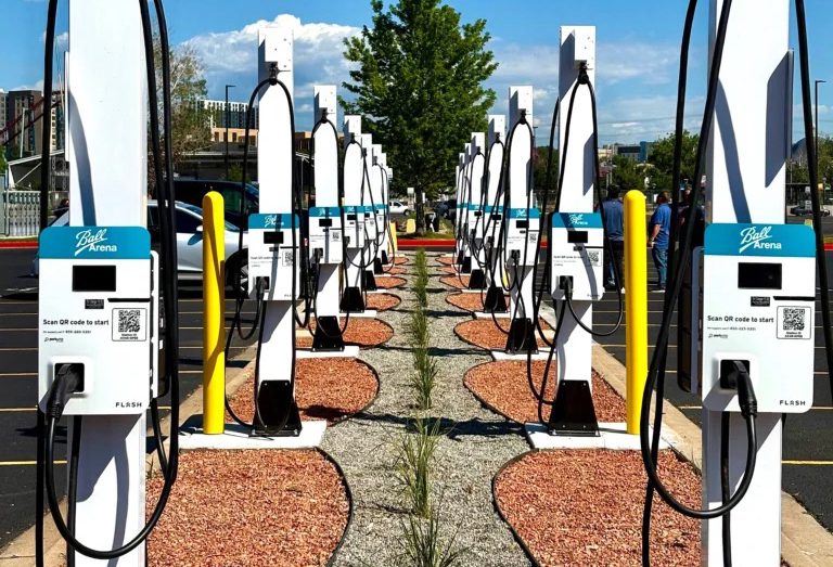New EV charging hub with 60 ports opens at Denver’s Ball Arena