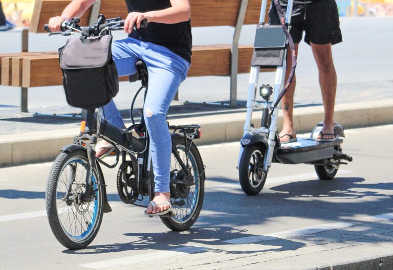 electric bicycles bike and electric scooter Stock