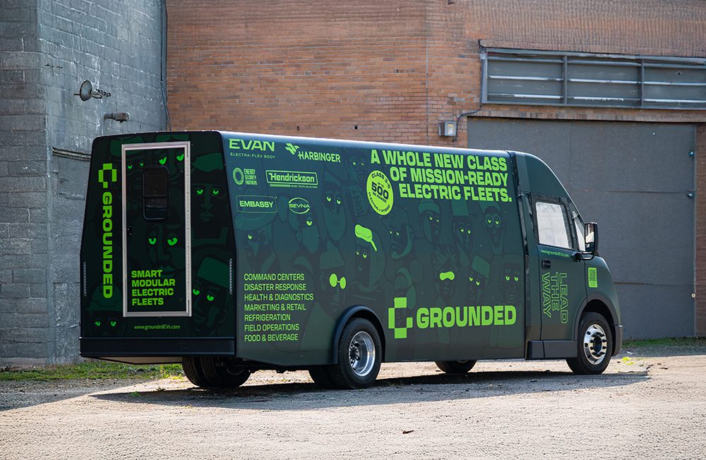 The Grounded C1 mobile command center is built on Harbinger’s electrified truck platform