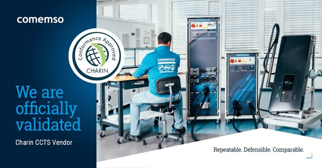 CharIN validates comemso EVCA test system for DC charging performance and interoperability