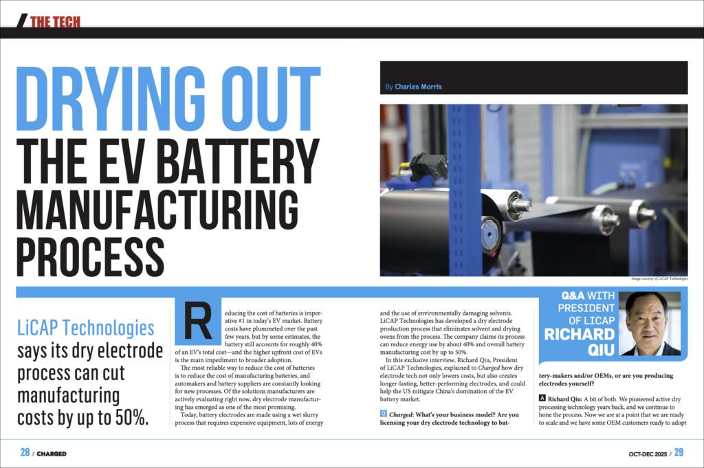 Dry electrode battery manufacturing: LiCAP says its solvent-free process can cut costs up to 50%