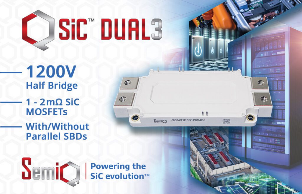 SemiQ’s 1200 V QSiC Dual3 half-bridge modules reach 240 W/in³ for ESS converters, AI cooling